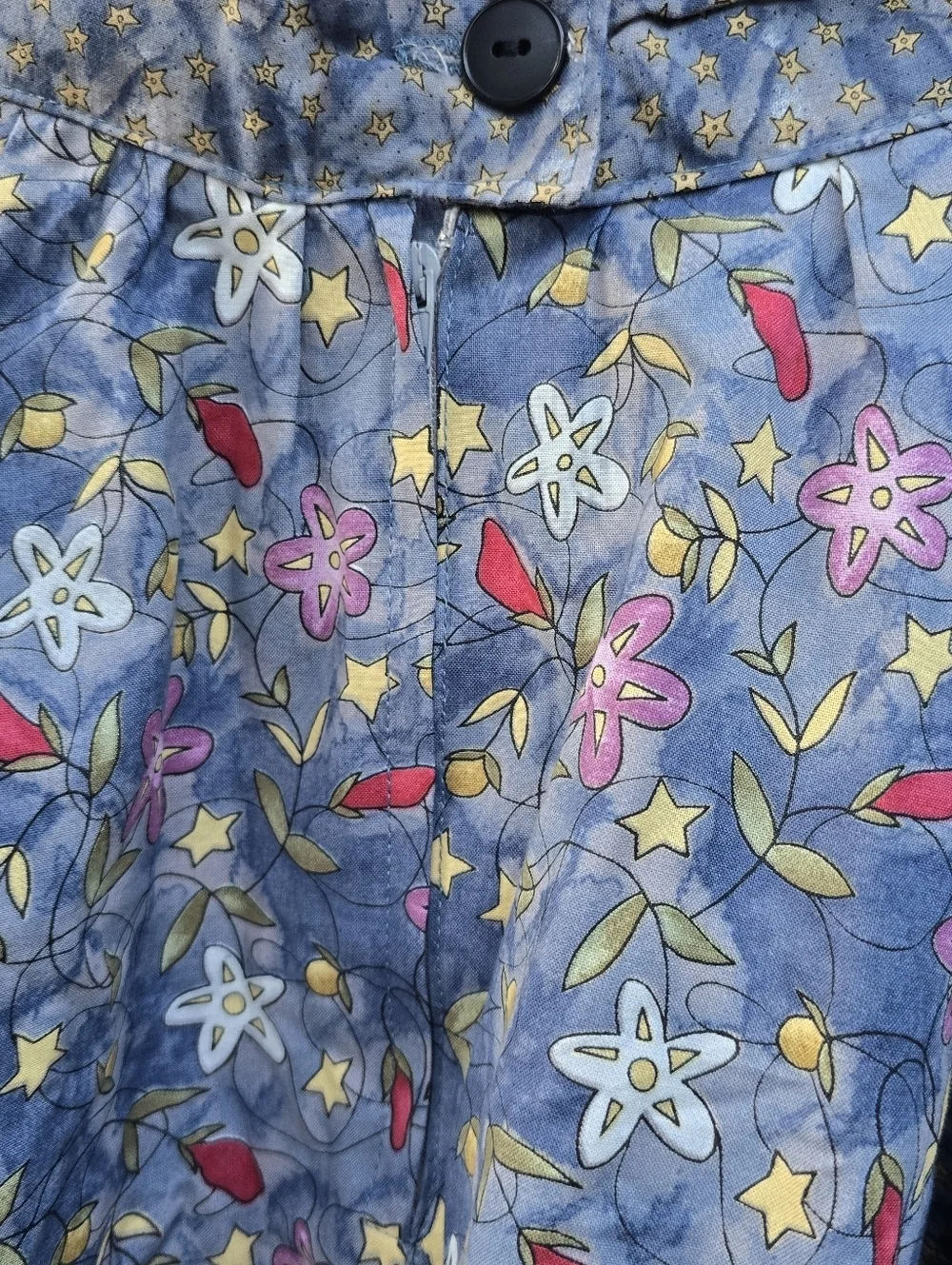 Vintage Floral Star Ruffle Mini Skirt with Matching Waist Bow